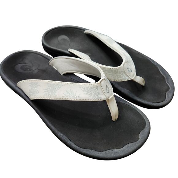 OluKai Ohana Pineapple Sandals Size 7 - Picture 1 of 4